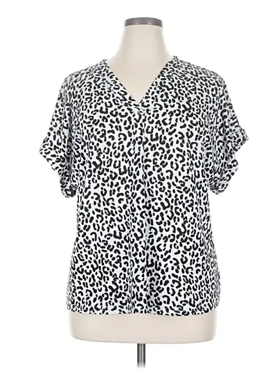 Pre-owned Fred David Short Sleeve Blouse In Silver