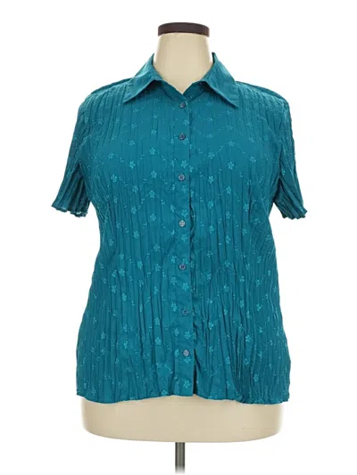 Pre-owned Fred David Short Sleeve Blouse In Teal