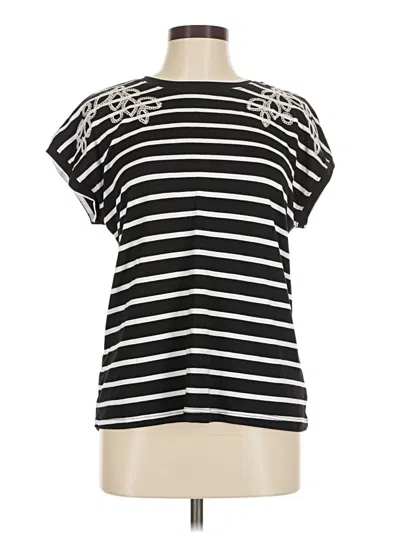 Pre-owned Fred David Short Sleeve Top Black Boatneck Tops