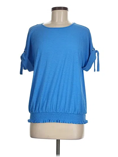 Pre-owned Fred David Short Sleeve Top Blue Boatneck Tops