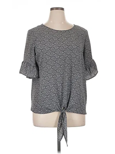Pre-owned Fred David Short Sleeve Top Gray Keyhole Neckline Tops