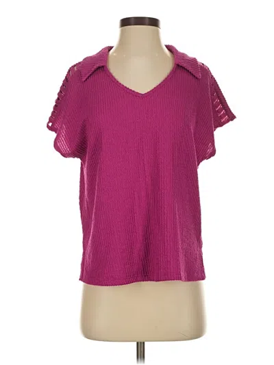 Pre-owned Fred David Short Sleeve Top Pink V Neck Tops