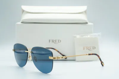 Pre-owned Fred Fg 40045u 30v Rimless Gold Tortoise Authentic Sunglasses Frames 61-12 In Blue