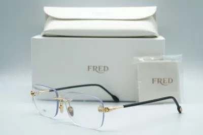 Pre-owned Fred Fg 50016u 030 Gold Black Rimless Authentic Eyeglasses Frames 57-15 In Clear