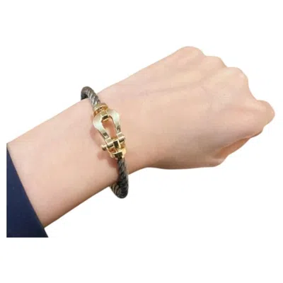 Pre-owned Fred Force 10 18k Rose Gold Large Modern Bracelet In Red