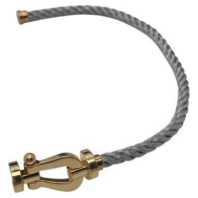 Pre-owned Fred Force 10 Bracelet 18k Gold Buckle Woven Cable Size 14 In Multiple