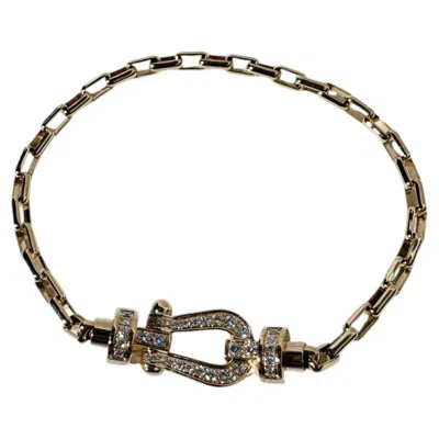 Pre-owned Fred Force 10 Collection 18k Gold Pav�-diamond Horseshoe Bracelet In Multiple
