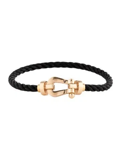 Pre-owned Fred Force 10 Cord Interchangeable Buckle Bracelet, 7.75" In Black/green