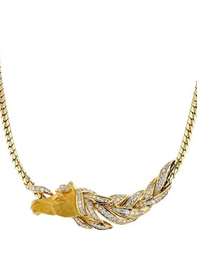 Pre-owned Fred Horse Motif Diamond Necklace In Gold