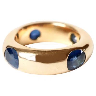 Pre-owned Fred Large Ring Alliance In 18 Carat Yellow Gold Setting 4 Important Sapphires