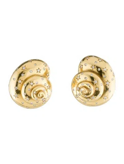 Pre-owned Fred Leighton 18k 1.41ctw Diamond Shell Earrings In Multi