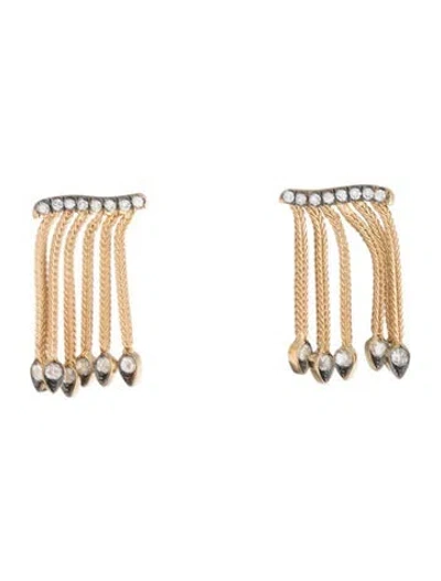 Pre-owned Fred Leighton 18k Diamond Foxtail Fringe Tassel Earrings In Multi