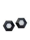 Fred Leighton 18k White Gold Jade Hexagon Earrings In Black