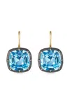 Fred Leighton 18kt Gold Cushion Topaz Collet Drop Earrings In Gold