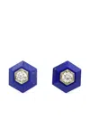 Fred Leighton 18kt White Gold Hexagon Lapis Lazuli Earrings In Blue
