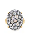 Fred Leighton 18kt Yellow Gold Rose Cut Diamond Oval Bombe Cocktail Ring In Gold