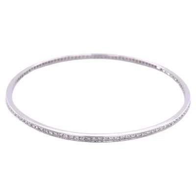 Pre-owned Fred Leighton 3 Carat Round Cut Diamond Bangle In 18k White Gold