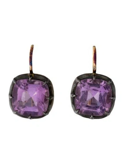 Pre-owned Fred Leighton Amethyst Collet Drop Earrings In Multicolor