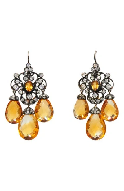 Fred Leighton Citrine & Diamond Chandelier Earrings In Gold