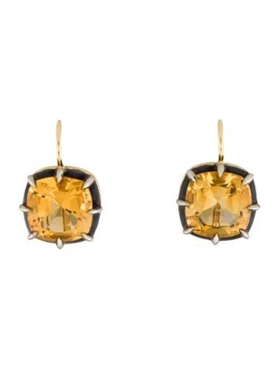Pre-owned Fred Leighton Citrine Collet Drop Earrings In Multi