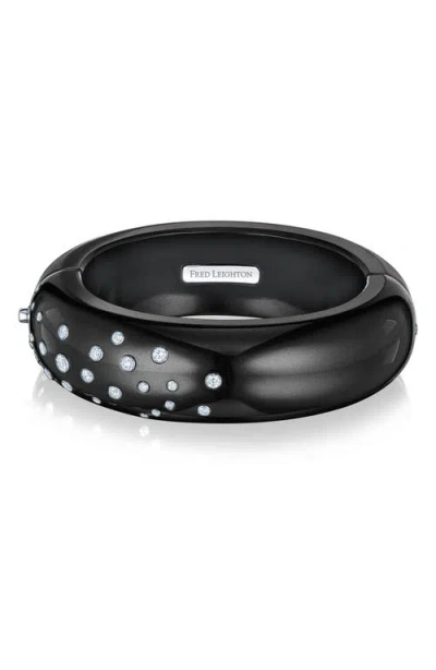Fred Leighton Diamond Black Jade Wide Constellation Cuff Bracelet In White Gold