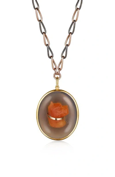 Fred Leighton Dog Cameo Pendant Necklace In Multi