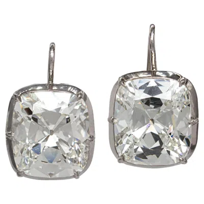Pre-owned Fred Leighton Gia Certified 15.85 Carat Total Cushion Brilliant Diamond Earrings In Multi