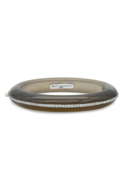 Fred Leighton Grey Chalcedony & Diamond Line Bangle In White Gold