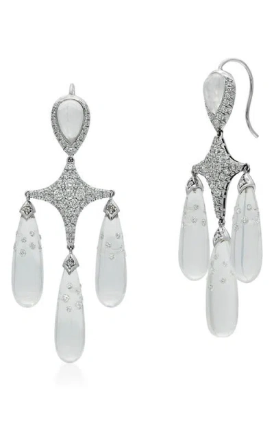 Fred Leighton Moonstone & Diamond Constellation Chandelier Earrings In White Gold