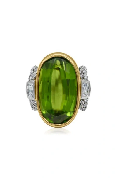 Fred Leighton Peridot & Diamond Cocktail Ring In Green