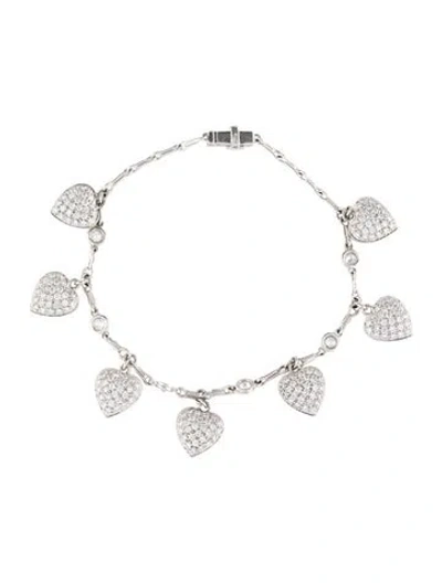 Pre-owned Fred Leighton Platinum 4.38ctw Diamond Charm Bracelet, 7" In Multi