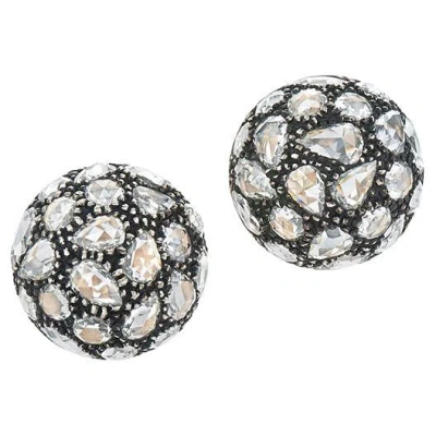 Pre-owned Fred Leighton Rose Cut Diamond Bombé Stud Earrings By  In Red