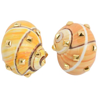 Pre-owned Fred Leighton Shell Gold Earrings In Multi