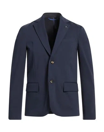 Fred Mello Man Blazer Midnight Blue Size 3xl Cotton, Polyamide, Elastane