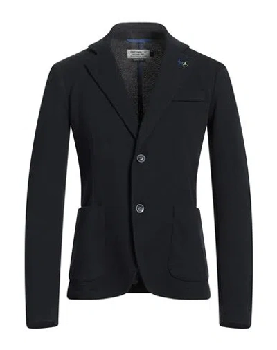 Fred Mello Man Blazer Midnight Blue Size Xxl Cotton, Polyester, Elastane