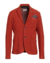Fred Mello Man Blazer Rust Size Xl Acrylic, Wool, Polyester In Red