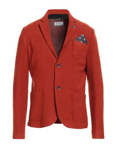 Fred Mello Man Blazer Rust Size Xl Acrylic, Wool, Polyester In Red