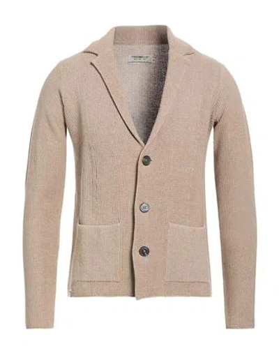 Fred Mello Man Cardigan Taupe Size Xl Cotton In Gray