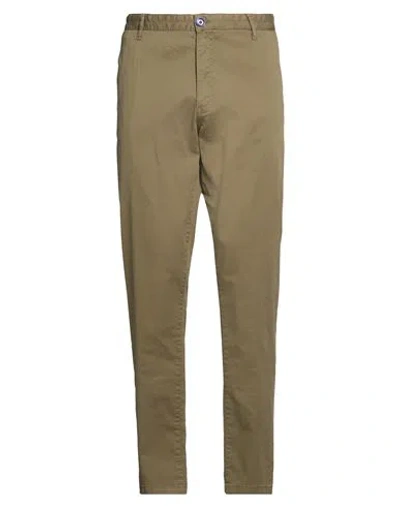 Fred Mello Man Pants Military Green Size 40 Cotton, Elastane