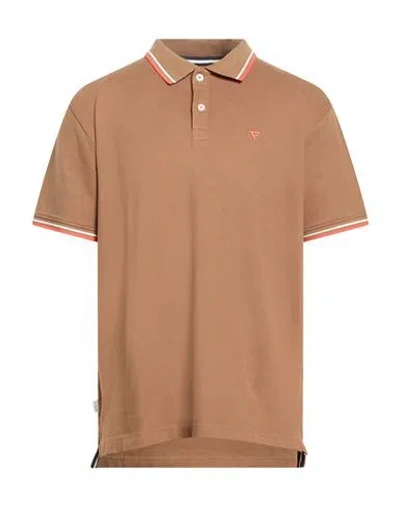 Fred Mello Man Polo Shirt Light Brown Size Xxl Cotton, Elastane