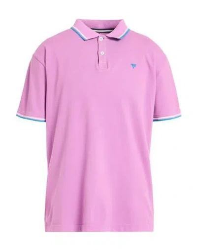Fred Mello Man Polo Shirt Mauve Size Xxl Cotton, Elastane In Pink