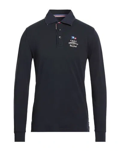 Fred Mello Man Polo Shirt Navy Size 3xl Cotton In Blue