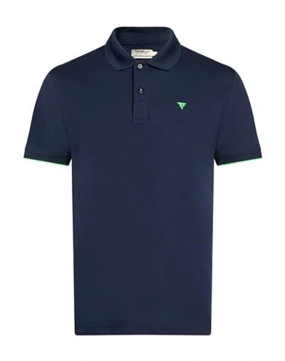 Fred Mello Man Polo Shirt Navy Size S Cotton, Polyester, Elastane In Blue