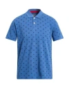 Fred Mello Man Polo Shirt Slate Blue Size Xl Cotton In Blue