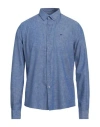 Fred Mello Man Shirt Bright Blue Size M Cotton, Linen