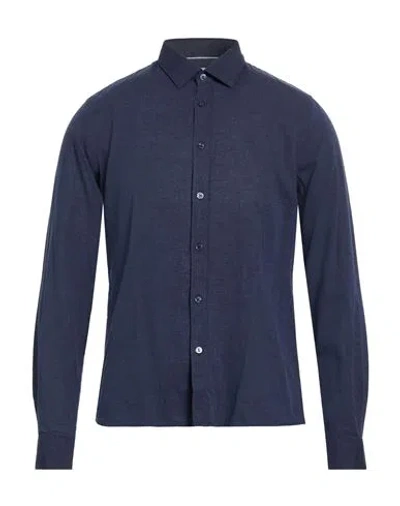 Fred Mello Man Shirt Midnight Blue Size S Cotton, Linen