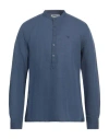 Fred Mello Man Shirt Navy Size S Cotton, Linen In Navy