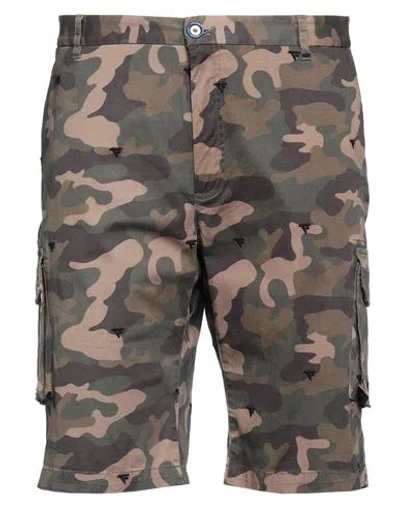Fred Mello Man Shorts & Bermuda Shorts Military Green Size 32 Cotton, Elastane