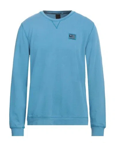 Fred Mello Man Sweatshirt Azure Size Xl Cotton, Polyester In Blue