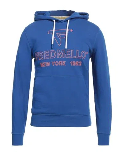 Fred Mello Man Sweatshirt Blue Size Xl Cotton